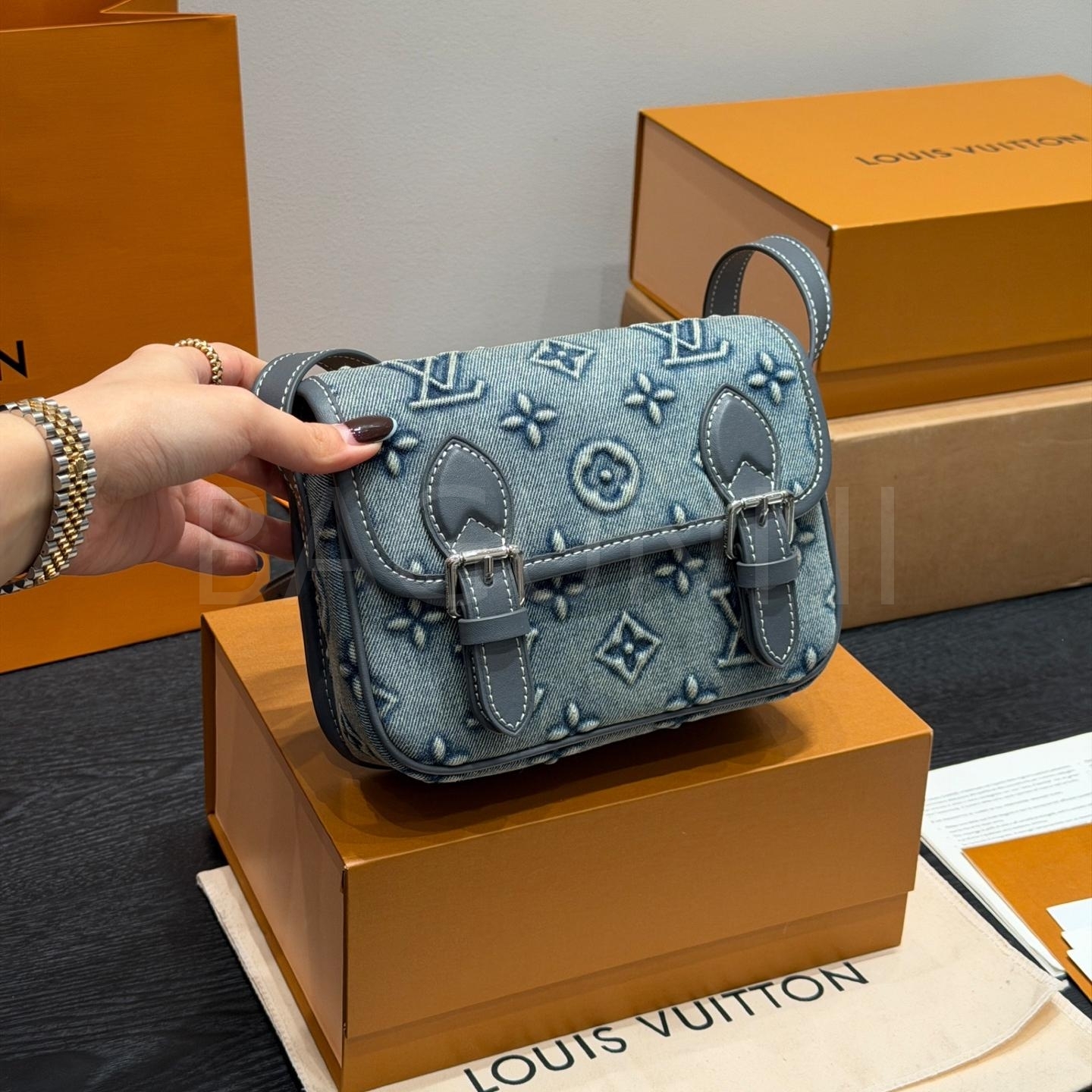루이비통 데님 카메라백