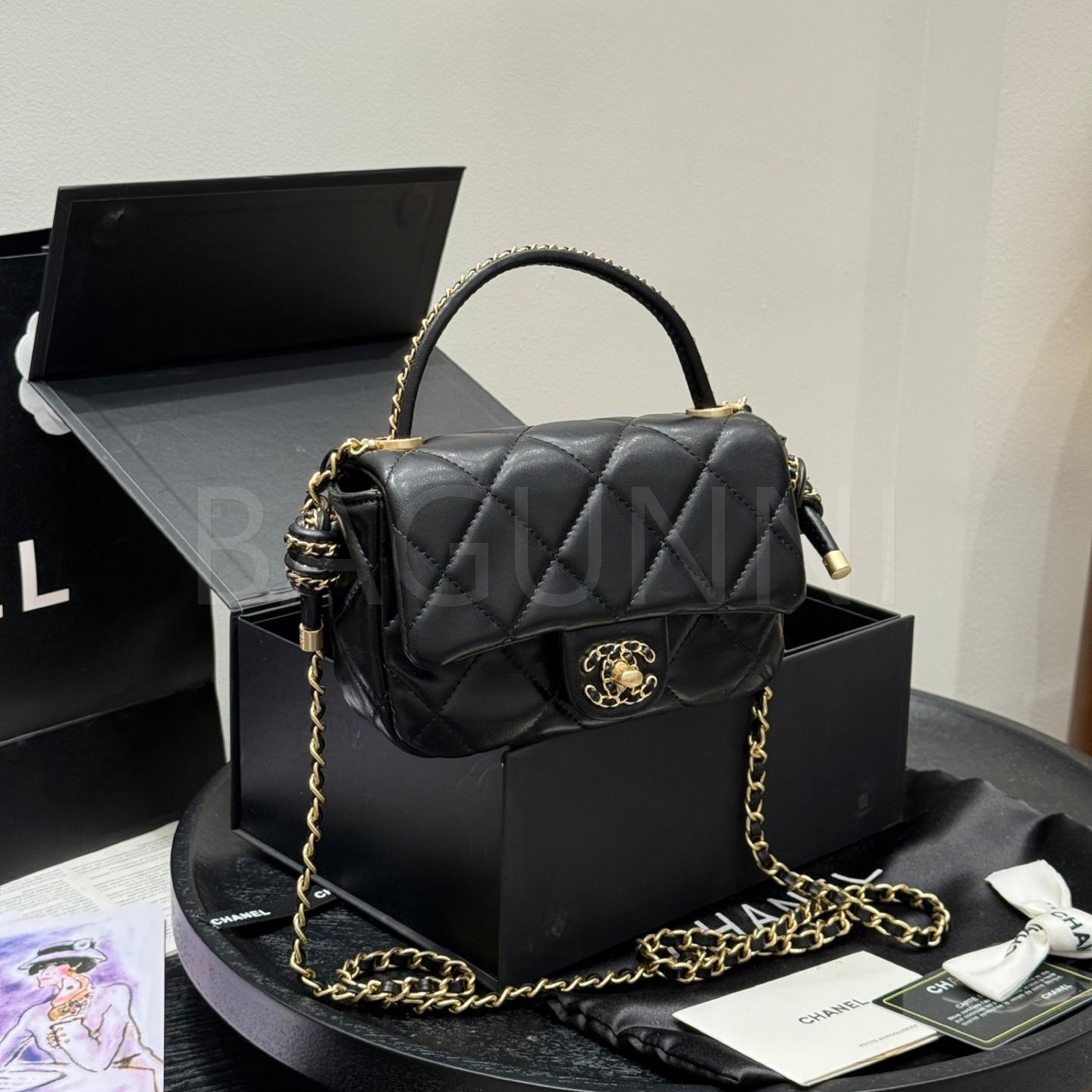 샤넬 25C 탑핸들 스퀘어 플랩 백