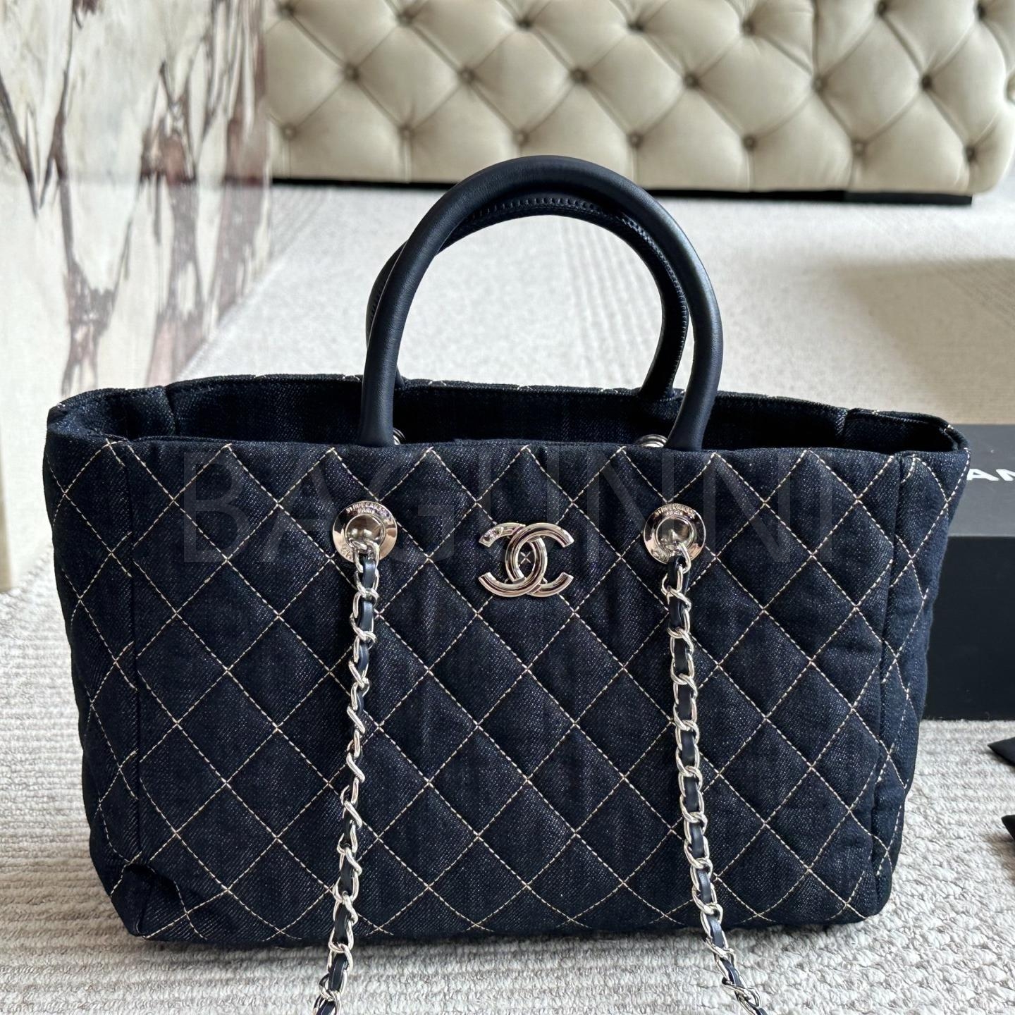 샤넬 데님 비치 토트백