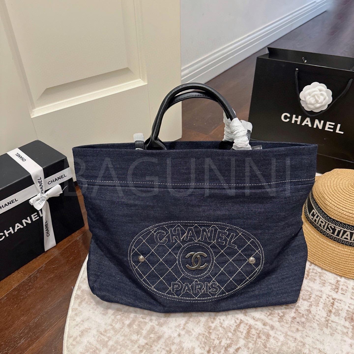 샤넬 데님 비치 토트백