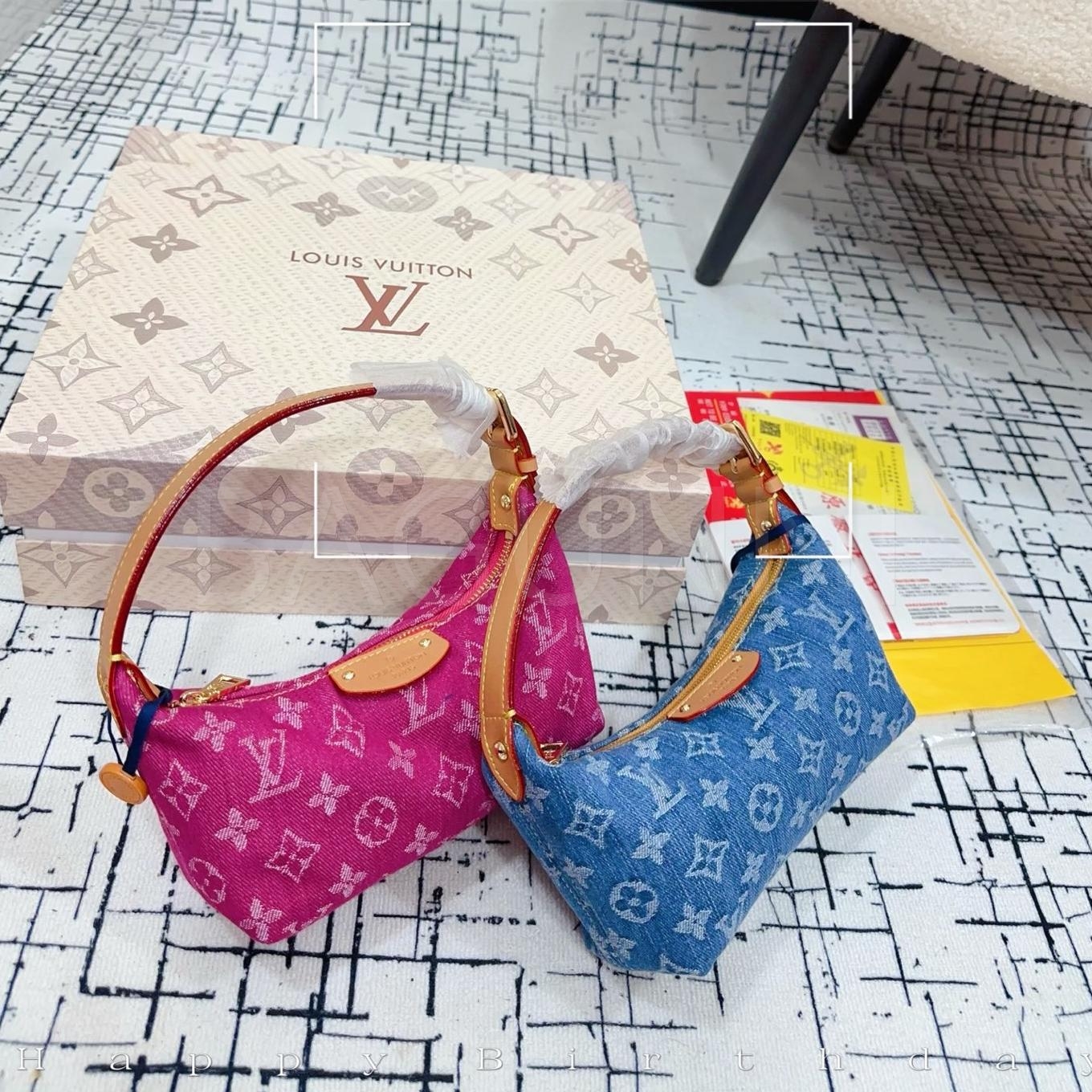 루이비통 데님 박스 백