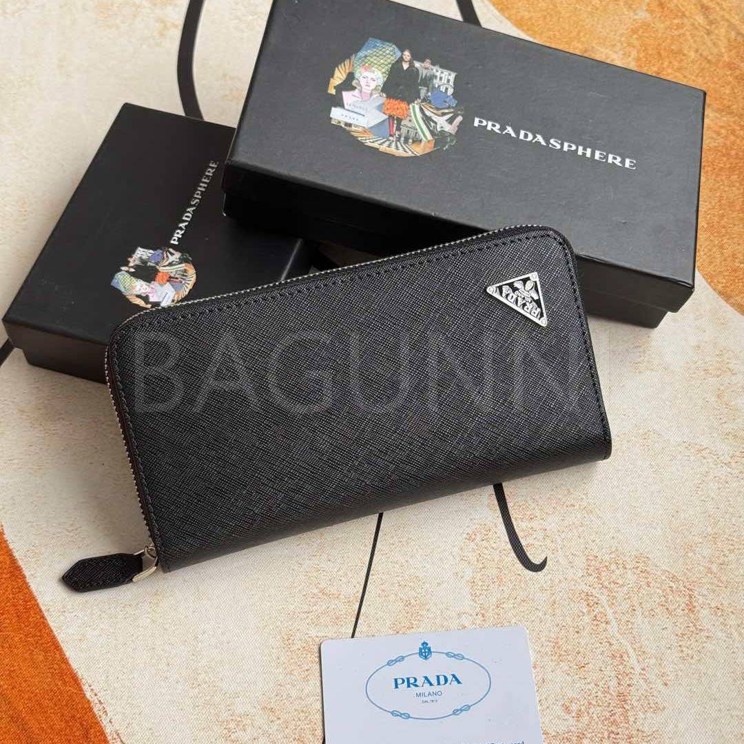 프라다 사피아노 지퍼 장지갑