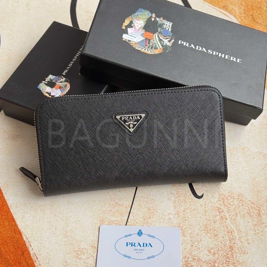 프라다 사피아노 지퍼 장지갑