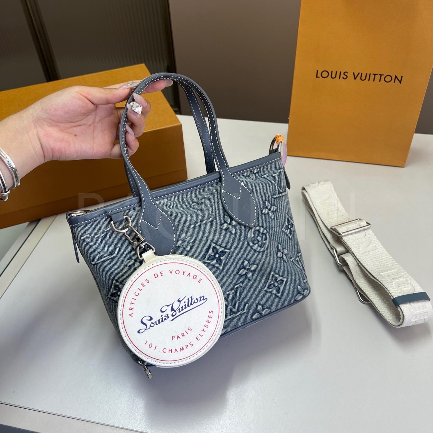 루이비통 데님 바스켓 백