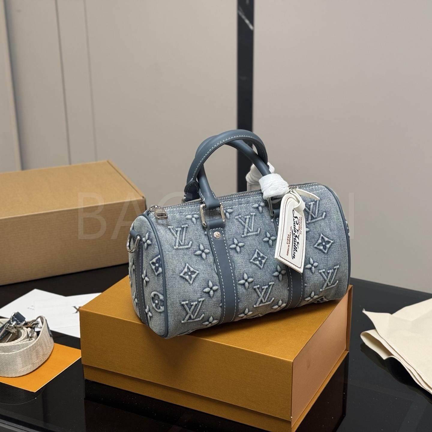루이비통 데님 키폴 25